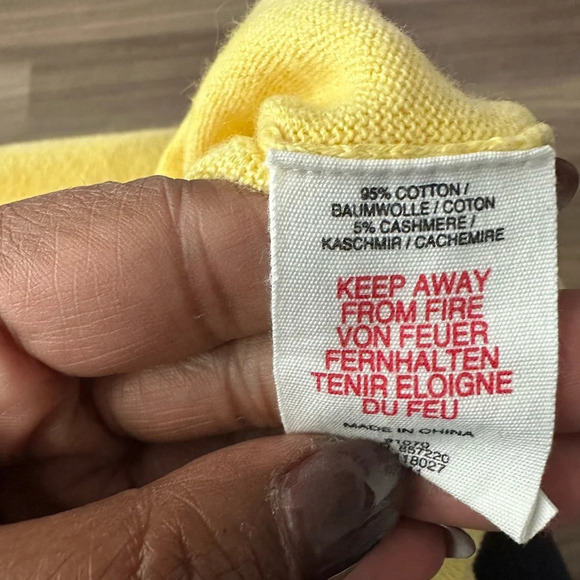 Johnnie Boden Yellow Cashmere Cotton Long Sleeve V Neck Sweater, Large - Picture 6 of 8